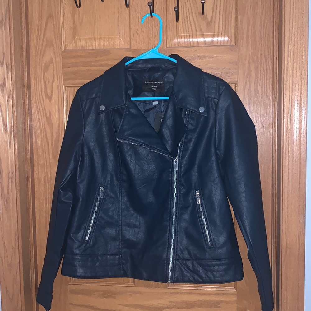 Dorothy Perkins Navy Blue Faux Leather Jacket